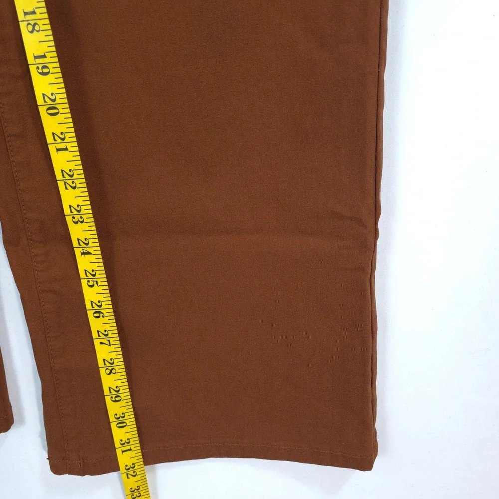 YMI Wide Leg Pants High Rise Stretch Rust Brown Women L Dark Academia Casual